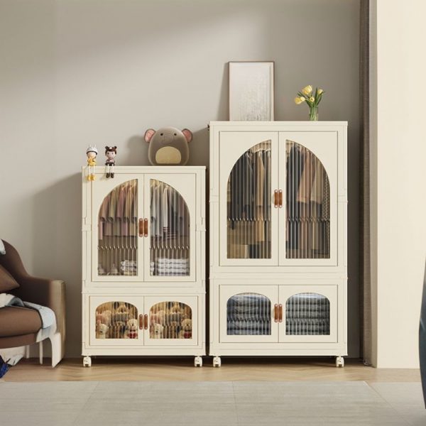 "Durable Polymer Children Armoire with Shelf, Clothing Rod, and Door"